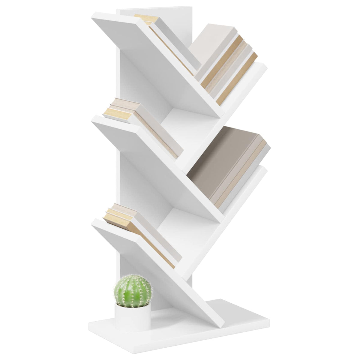 Tree Bookshelf 4-Tier 30 x 18 x 60 cm Engineered Wood White