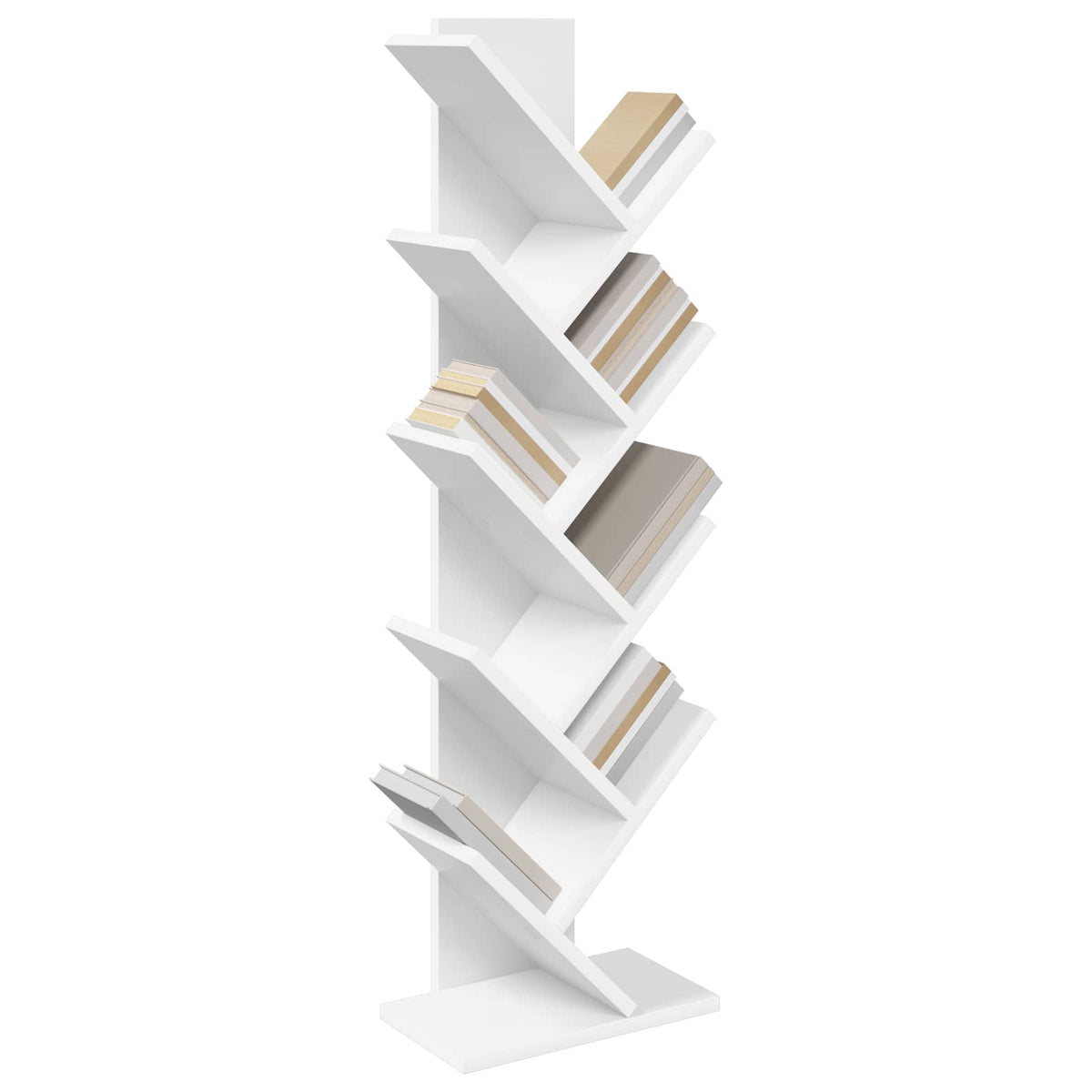 Tree Bookshelf 6-Tier 30 x 18 x 100 cm Engineered Wood White