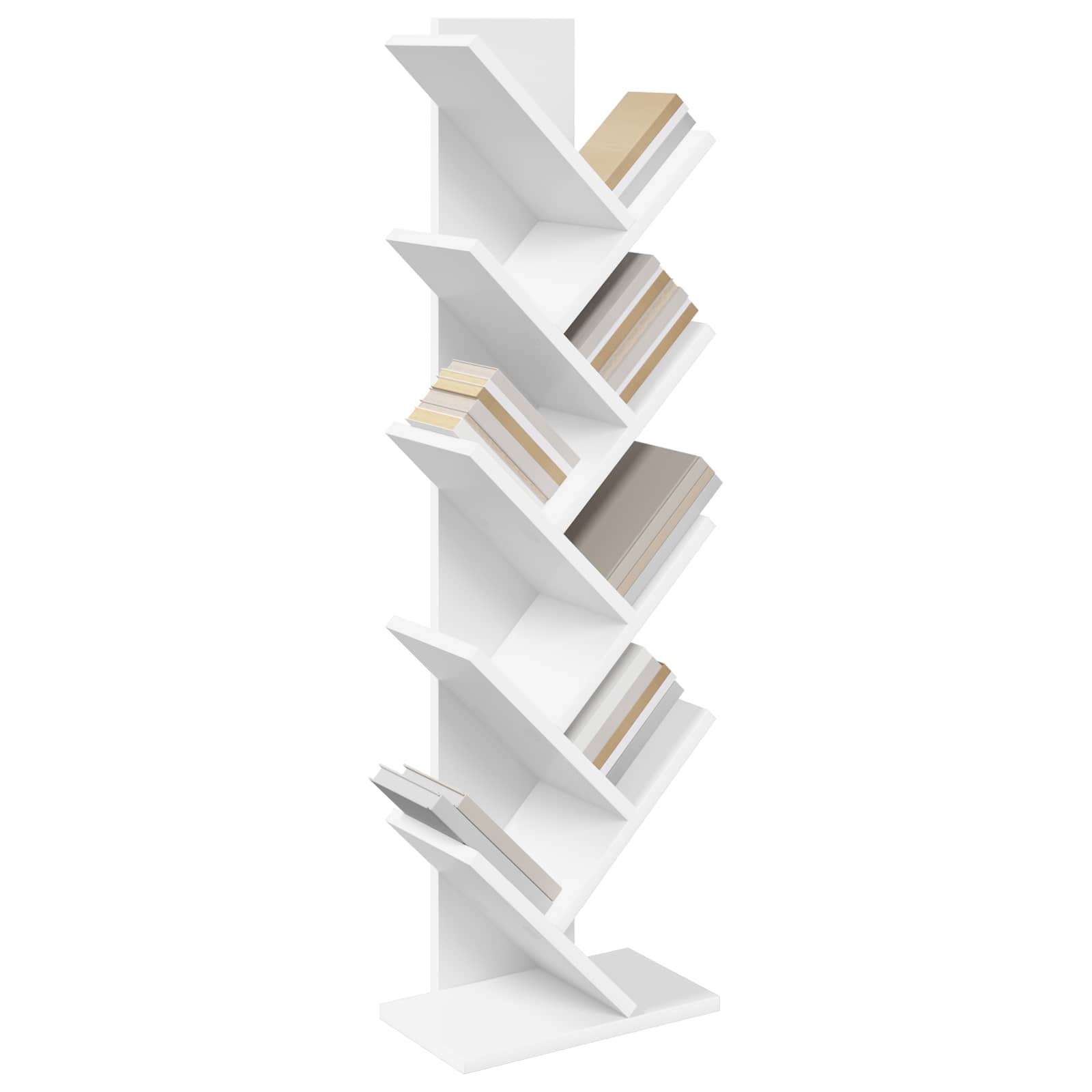 Tree Bookshelf 6-Tier 30 x 18 x 100 cm Engineered Wood White