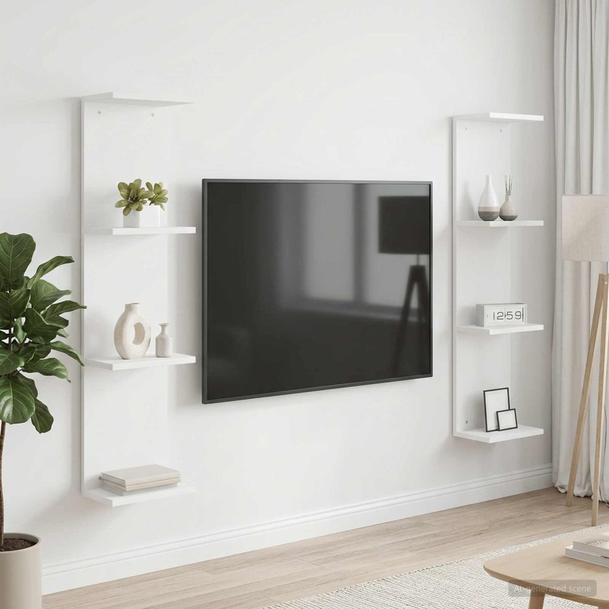 Wall Shelf 2 pcs White 25 x 15 x 100 cm Engineered Wood