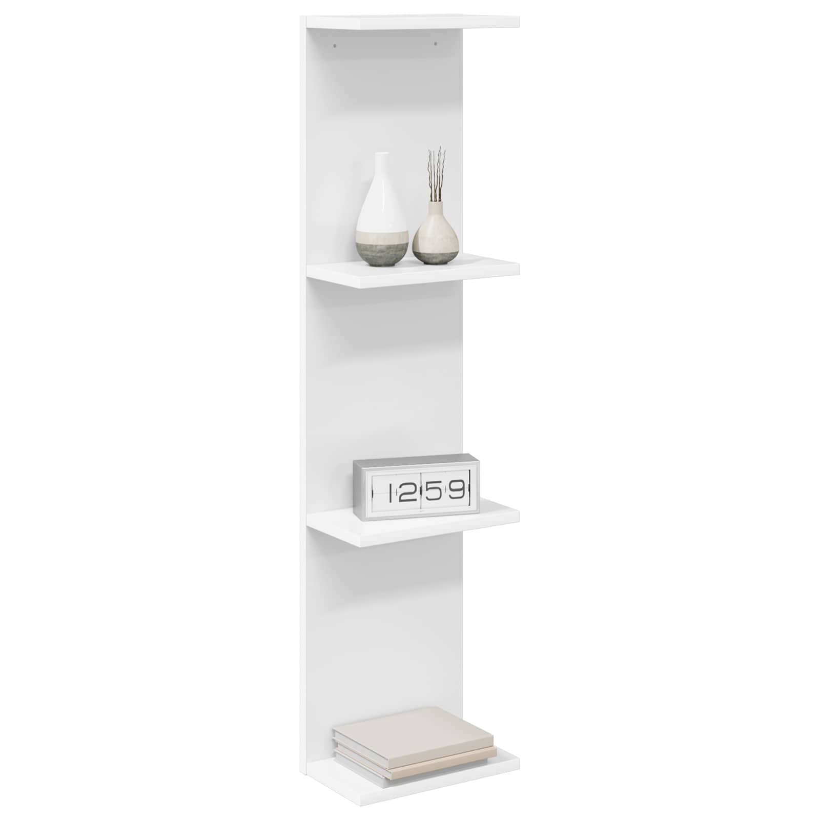 Wall Shelf 2 pcs White 25 x 15 x 100 cm Engineered Wood