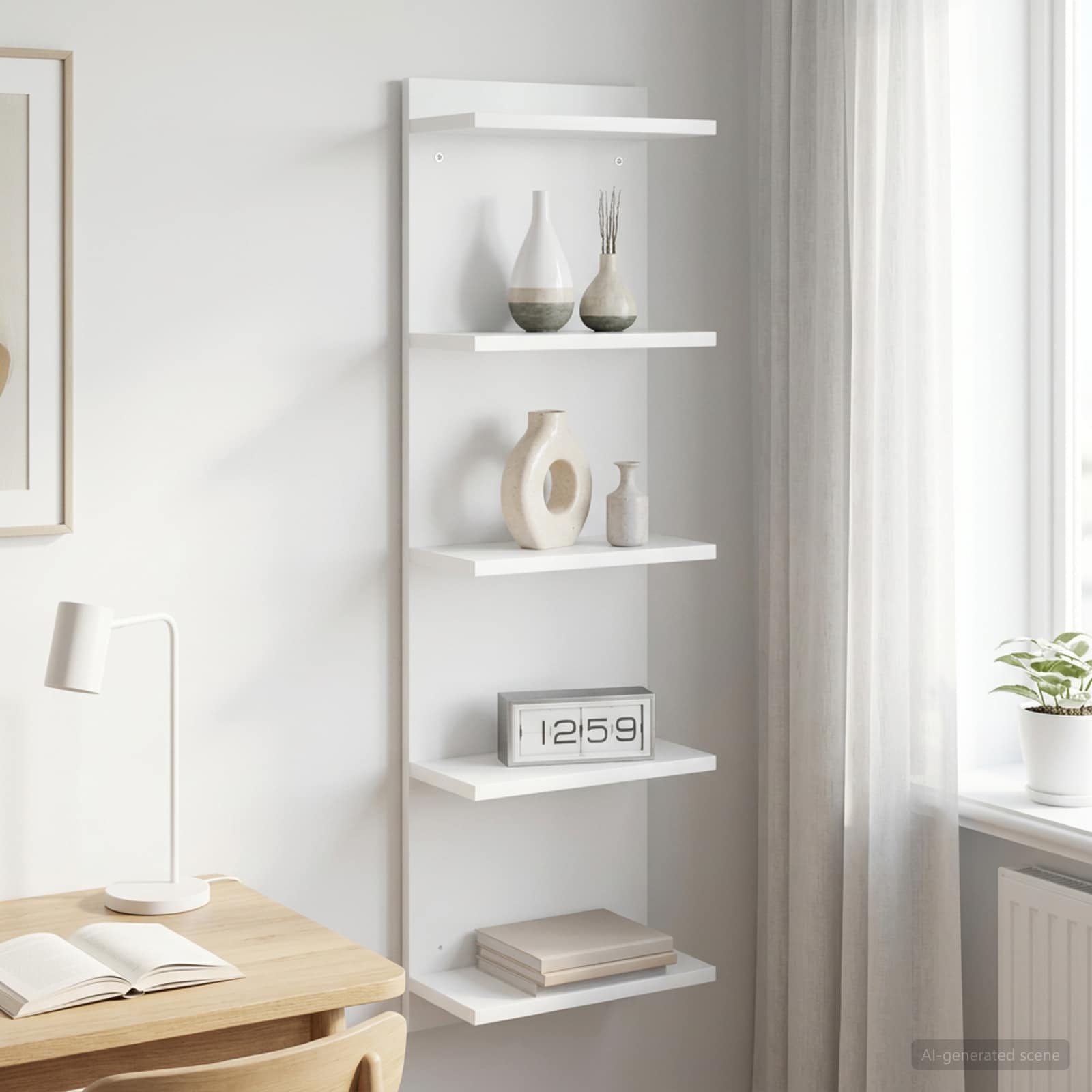 Wall Shelf White 30 x 15 x 100 cm Engineered Wood