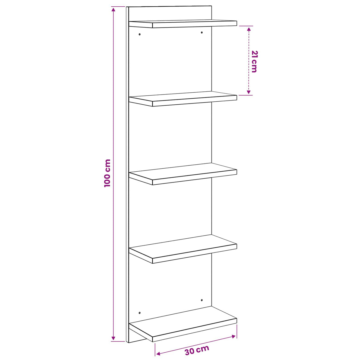 Wall Shelf Sonoma Oak 30 x 15 x 100 cm Engineered Wood