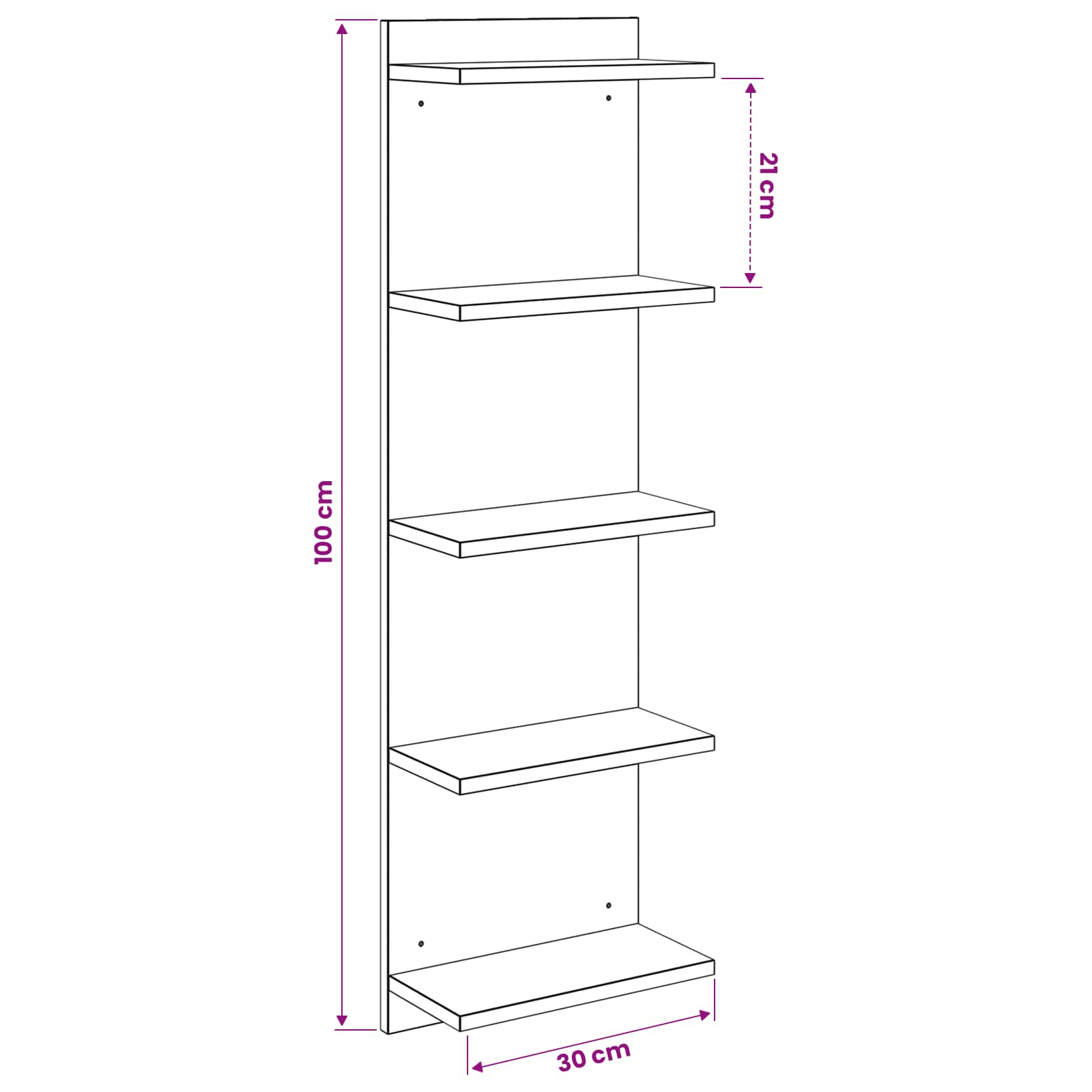 Wall Shelf Sonoma Oak 30 x 15 x 100 cm Engineered Wood