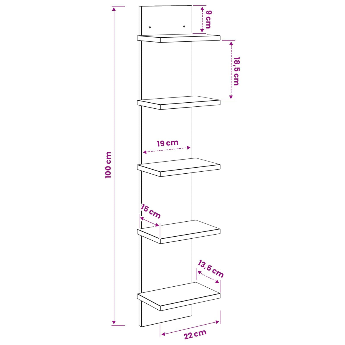 Wall Shelf Sonoma Oak 22 x 15 x 100 cm Engineered Wood