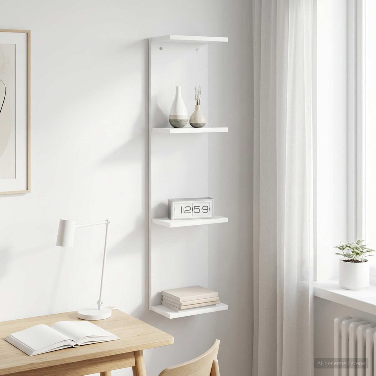 Wall Shelf White 22 x 15 x 100 cm Engineered Wood