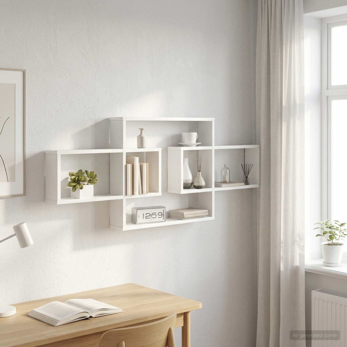 Wall Shelf White 130 x 10 x 50 cm Engineered Wood
