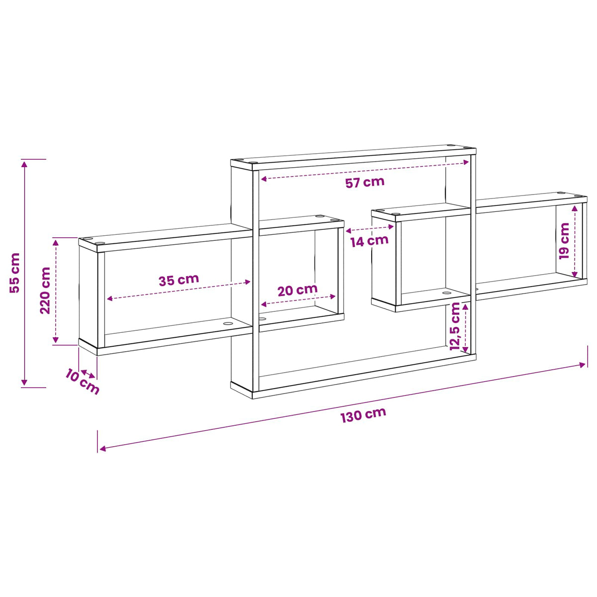 Wall Shelf Sonoma Oak 130 x 10 x 50 cm Engineered Wood