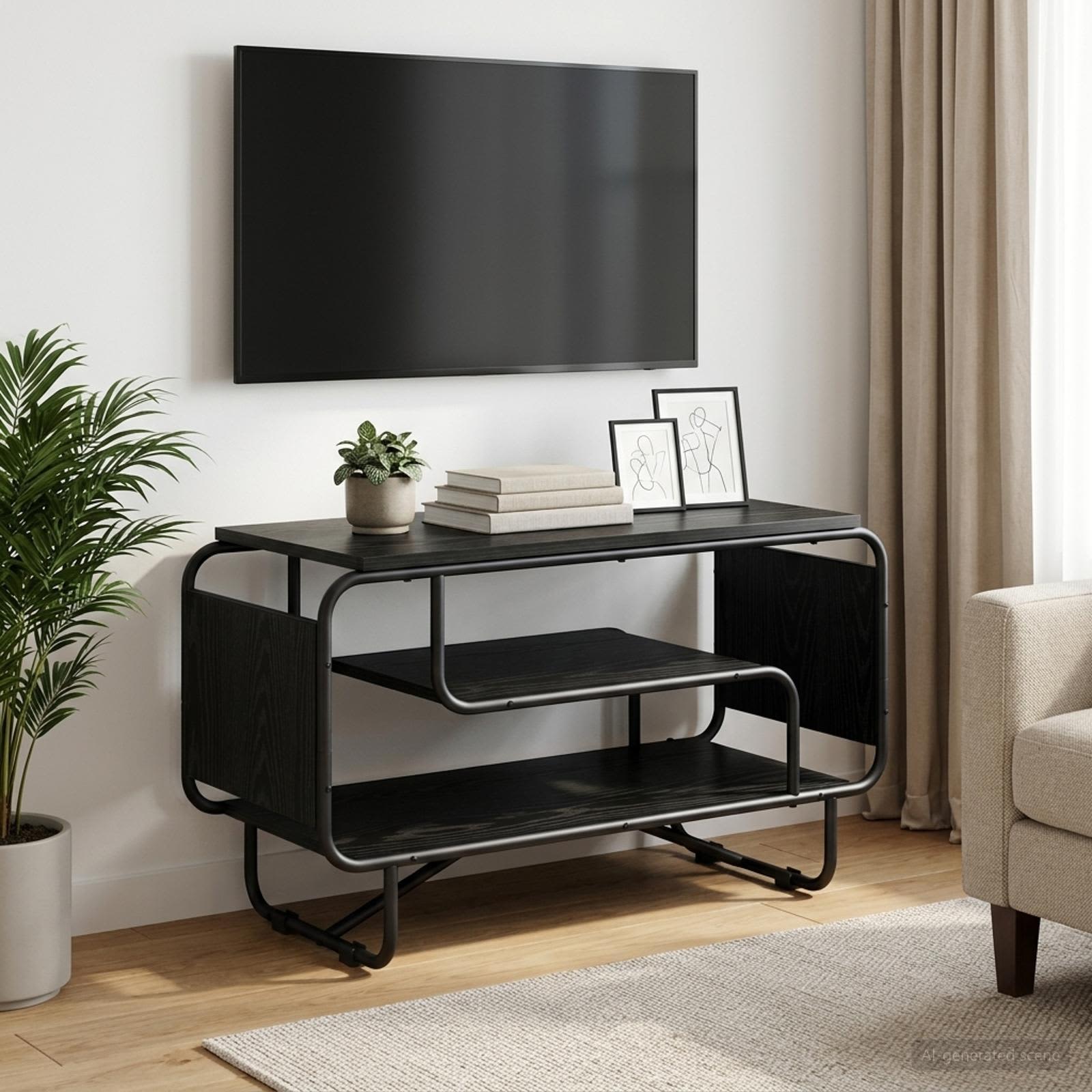 TV Stand 80 x 36 x 45 cm Black Oak Engineered Wood