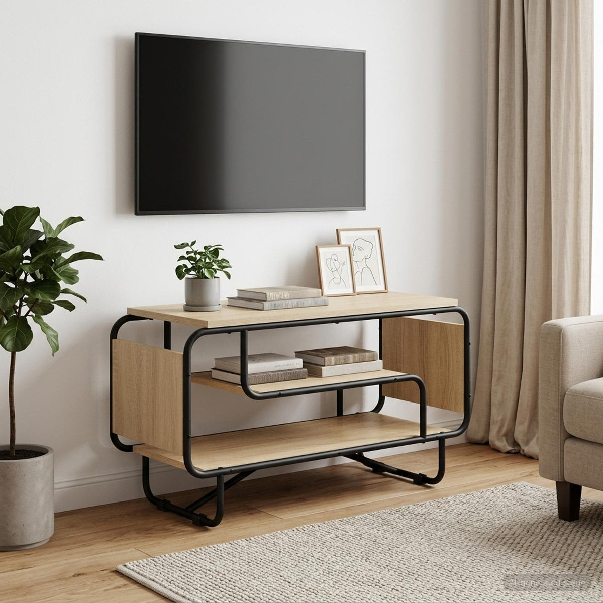 TV Stand 80 x 36 x 45 cm Sonoma Oak Engineered Wood