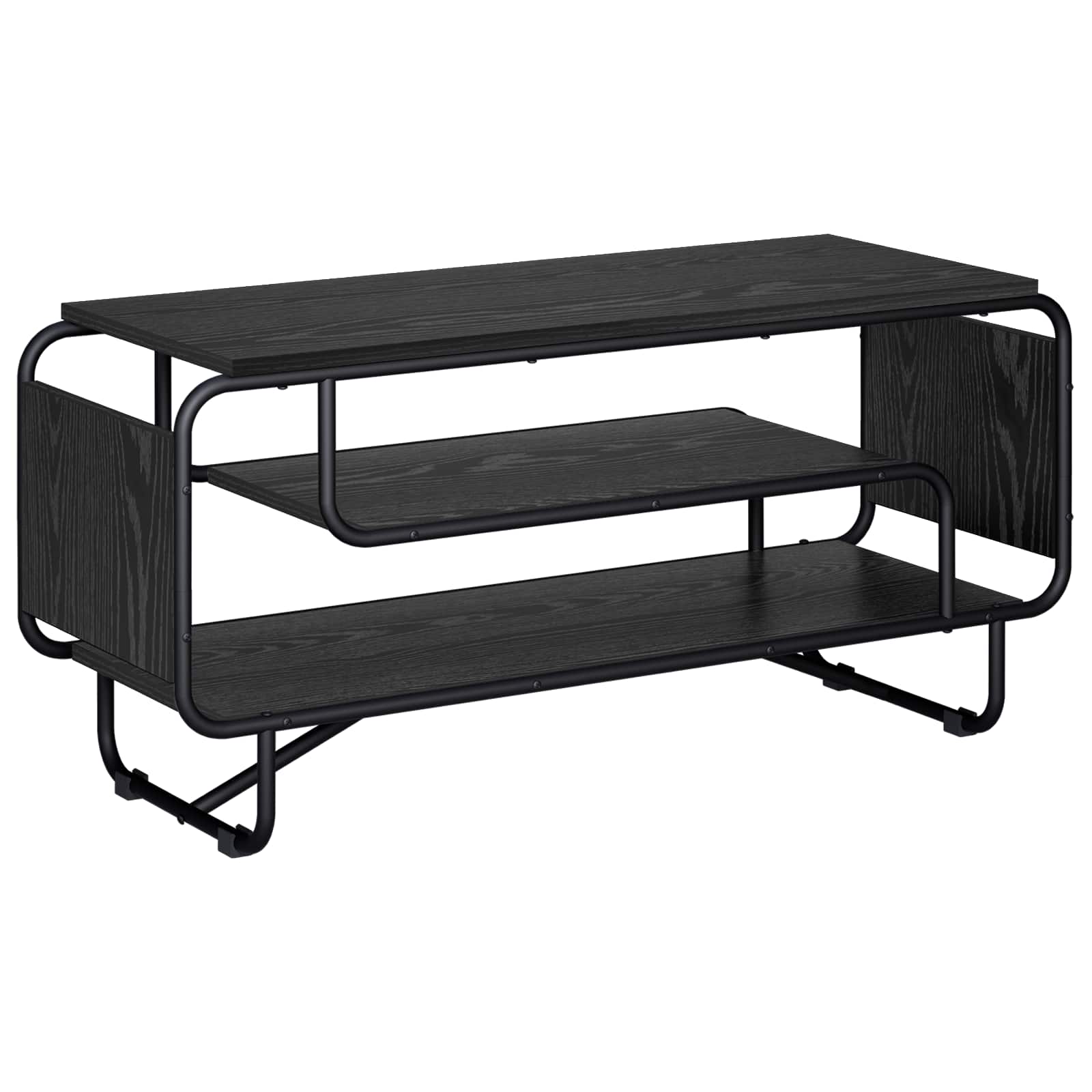 TV Stand 98 x 36 x 45 cm Black Oak Engineered Wood