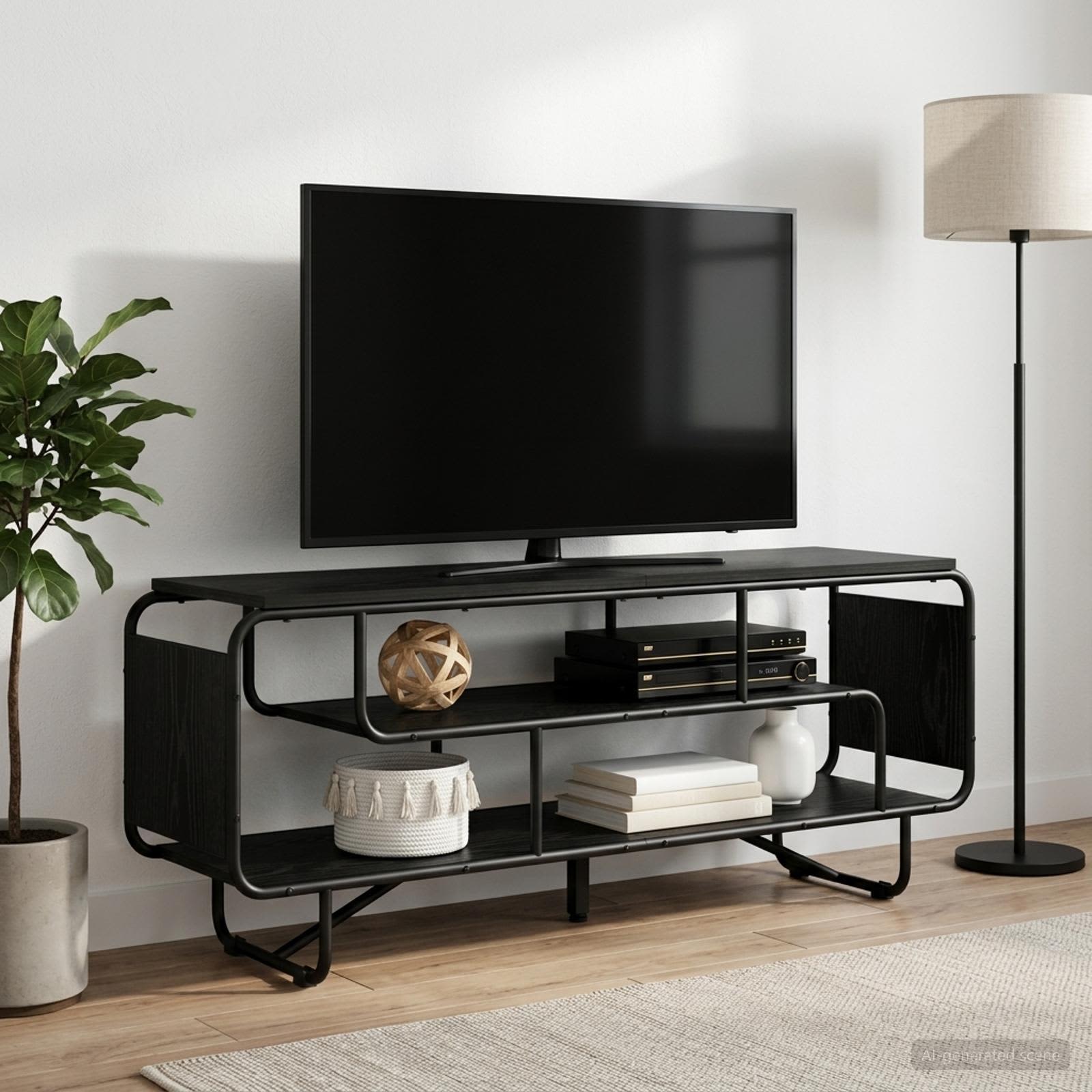 TV Stand 140 x 36 x 45 cm Black Oak Engineered Wood