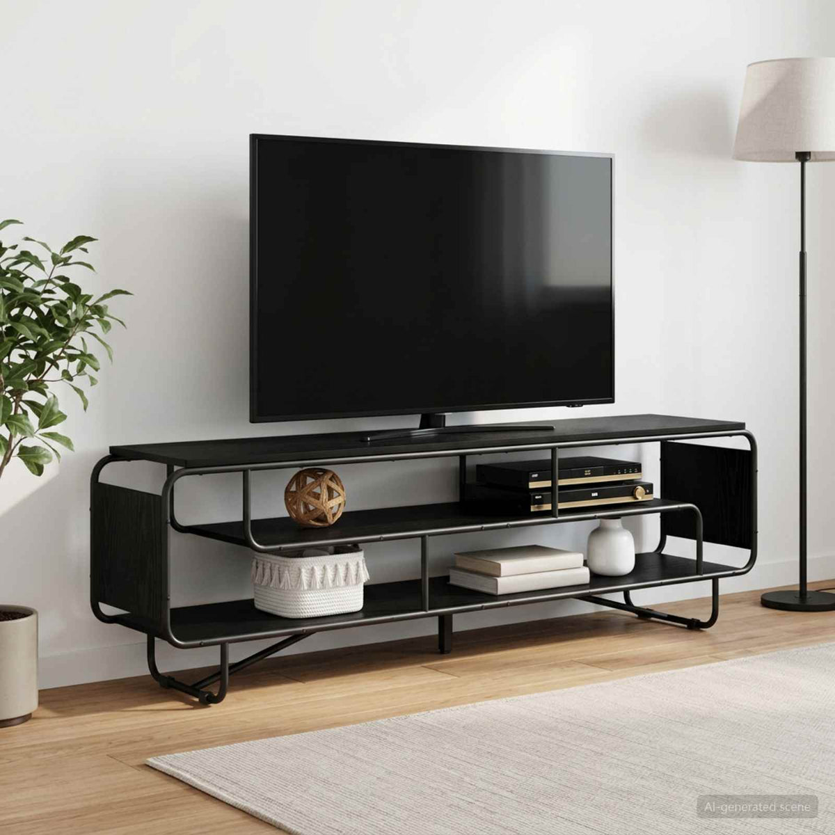 TV Stand 180 x 36 x 45 cm Black Oak Engineered Wood