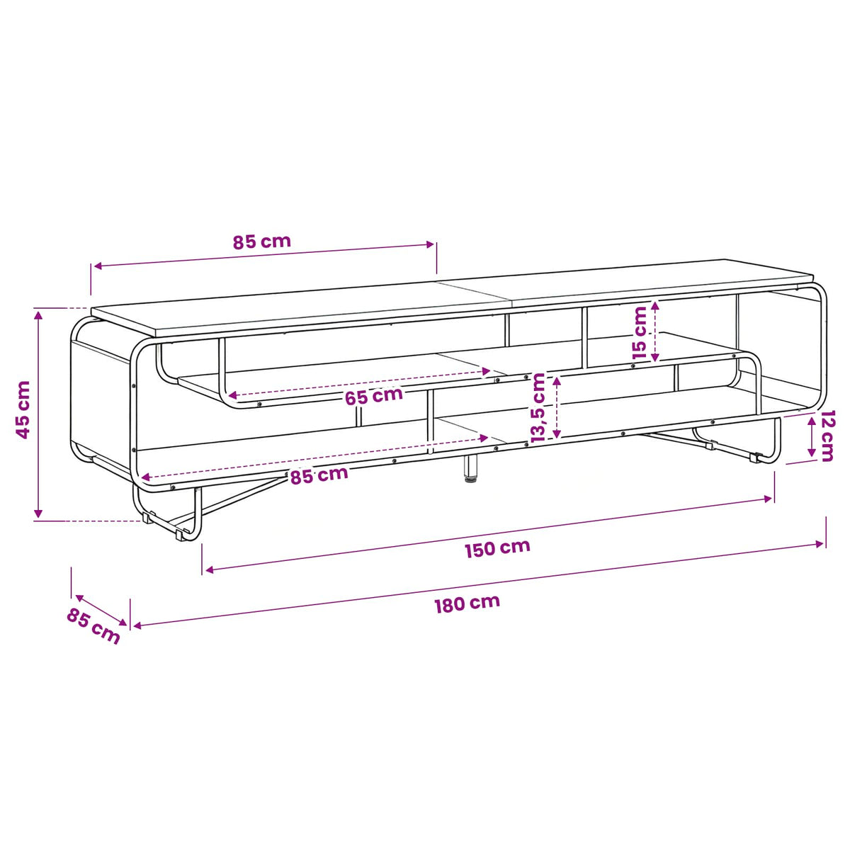TV Stand 180 x 36 x 45 cm Sonoma Oak Engineered Wood