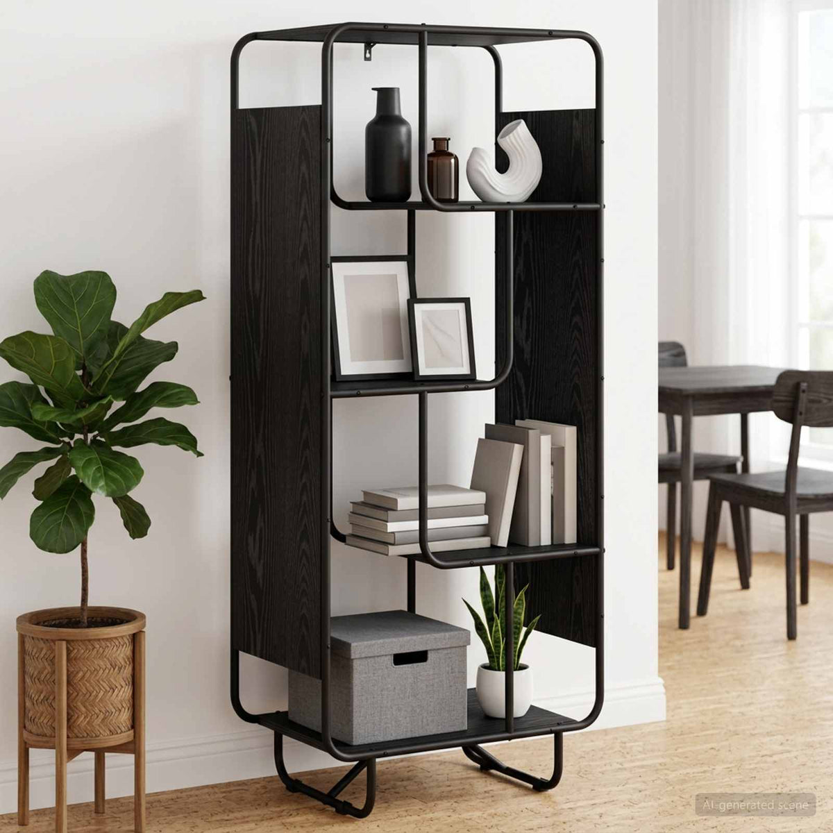 Highboard Black Oak 60 x 37.5 x 144 cm Engineered Wood