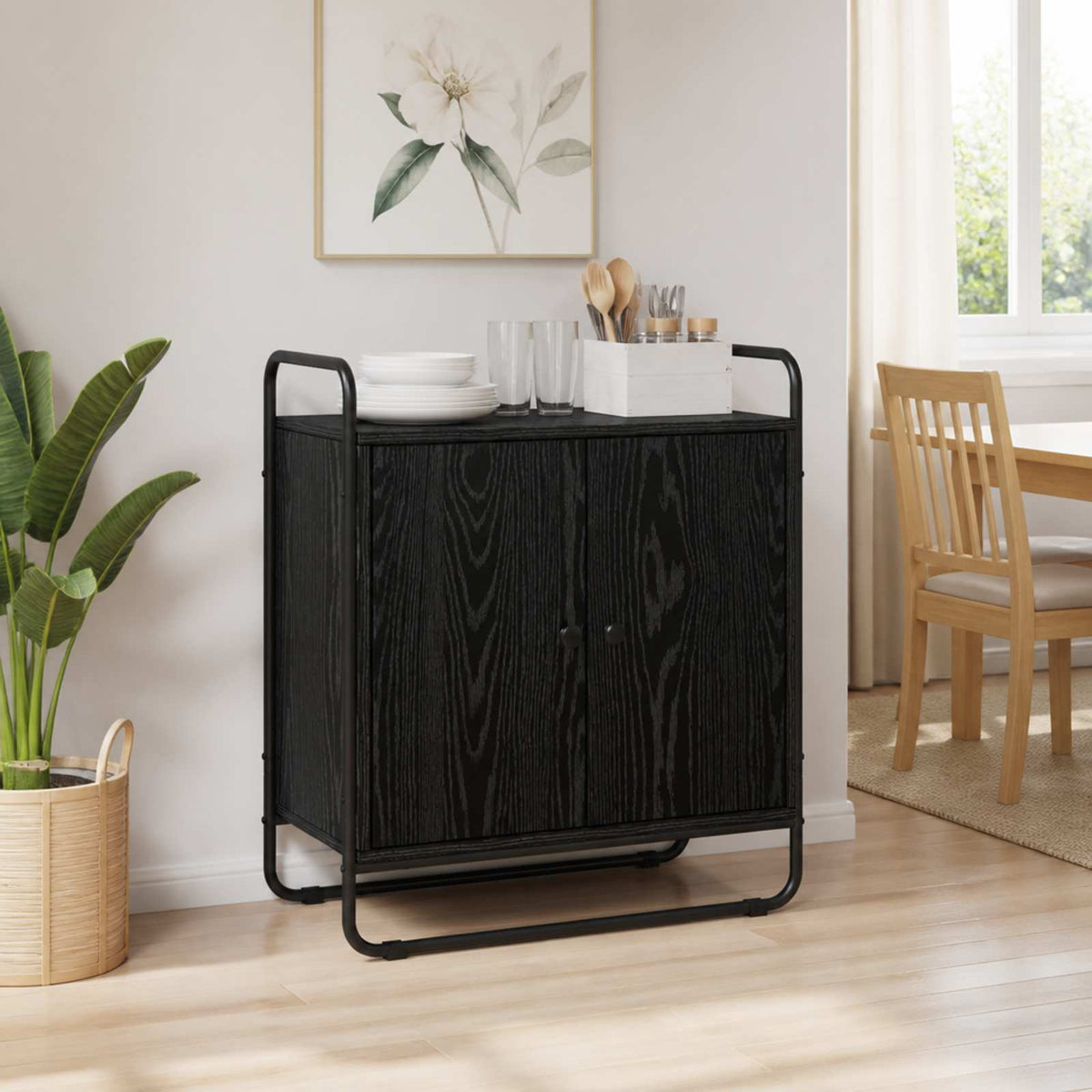 Sideboard Black Oak 68 x 35 x 75 cm Engineered Wood