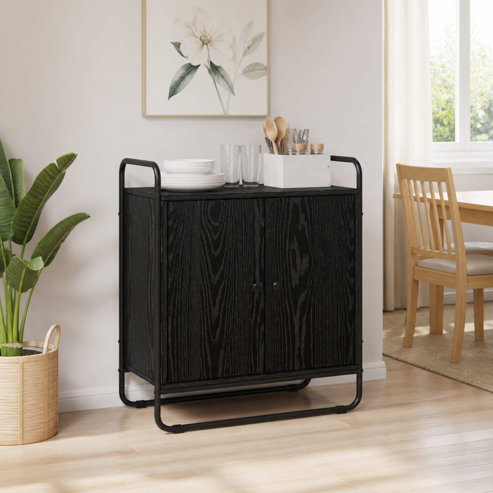 Sideboard Black Oak 68 x 35 x 75 cm Engineered Wood
