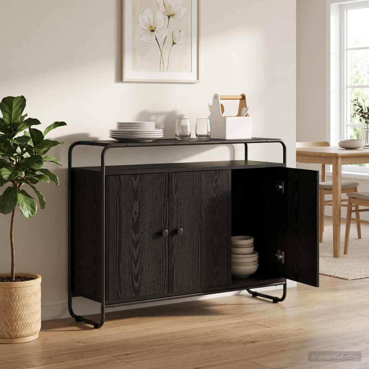 Sideboard Black Oak 102 x 35 x 75 cm Engineered Wood