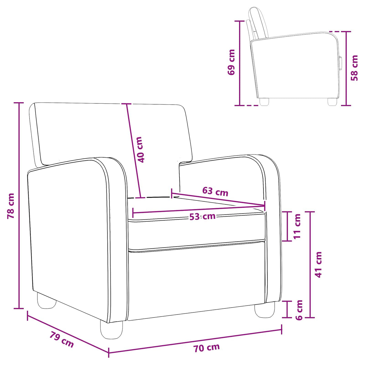 Armchair Dark Grey Fabric