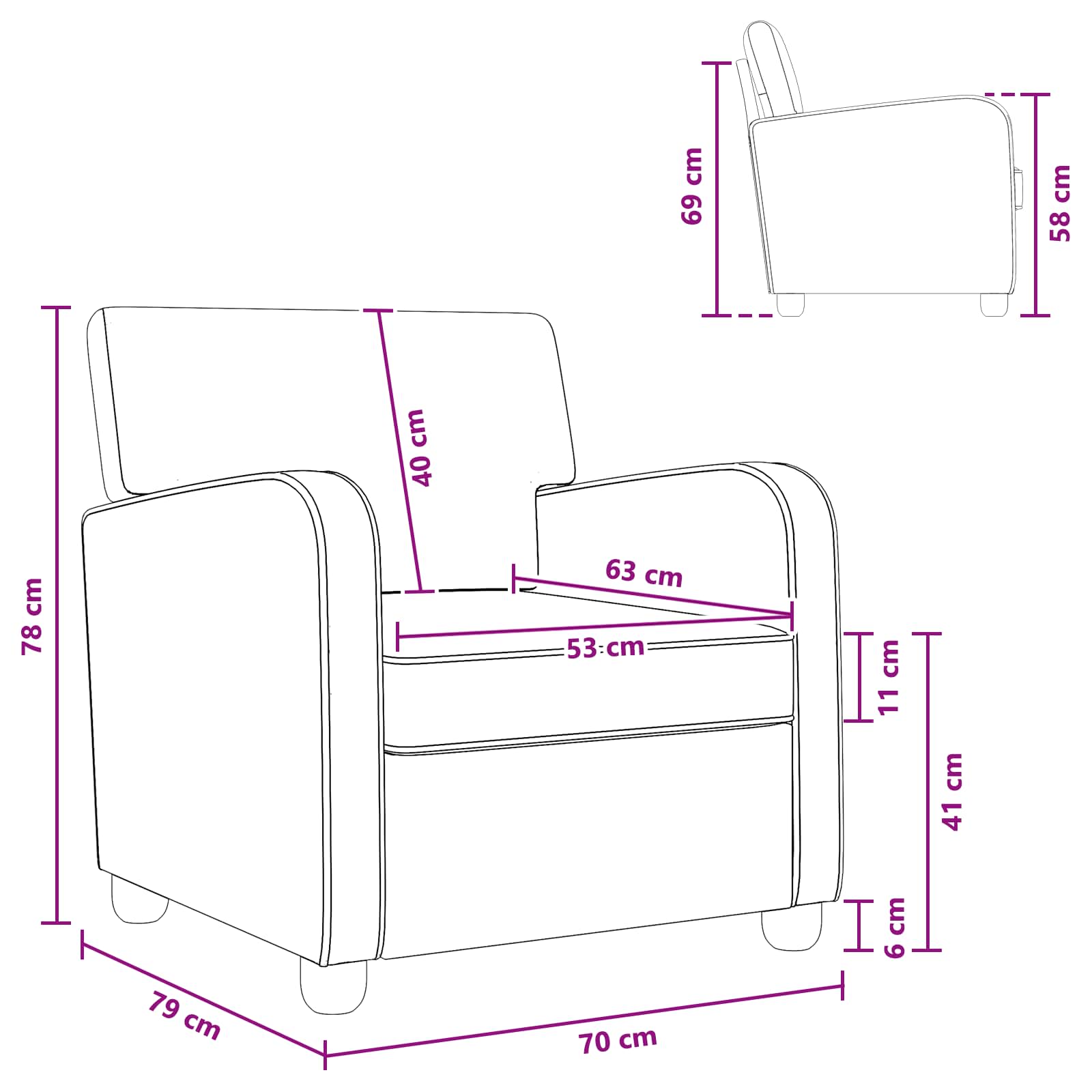 Armchair Dark Grey Fabric