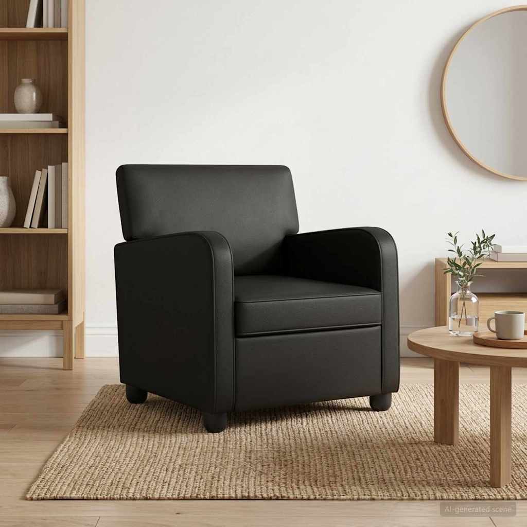 Armchair Black Faux Leather