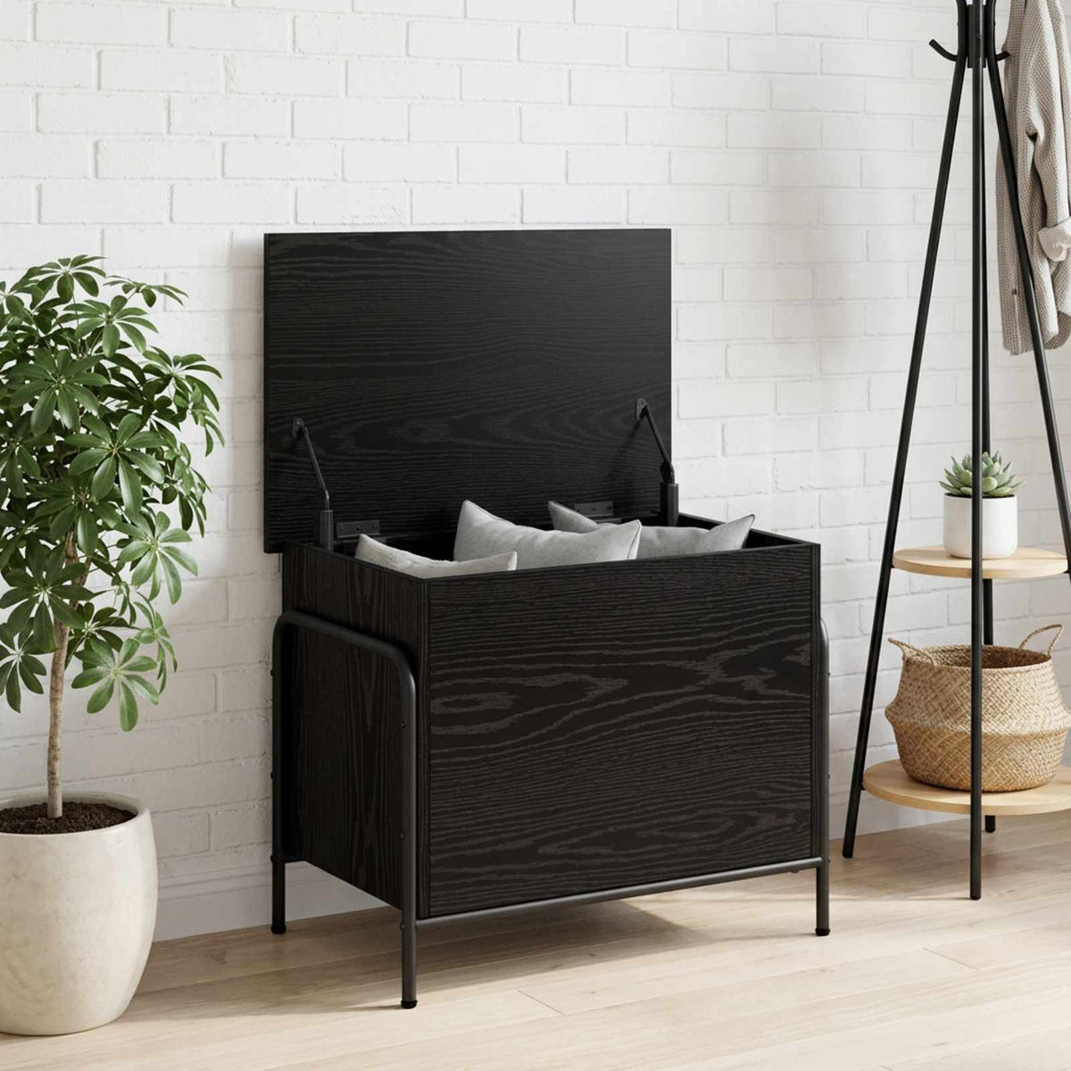 Storage Box Black Oak 80 x 40 x 49.5 cm Engineered Wood