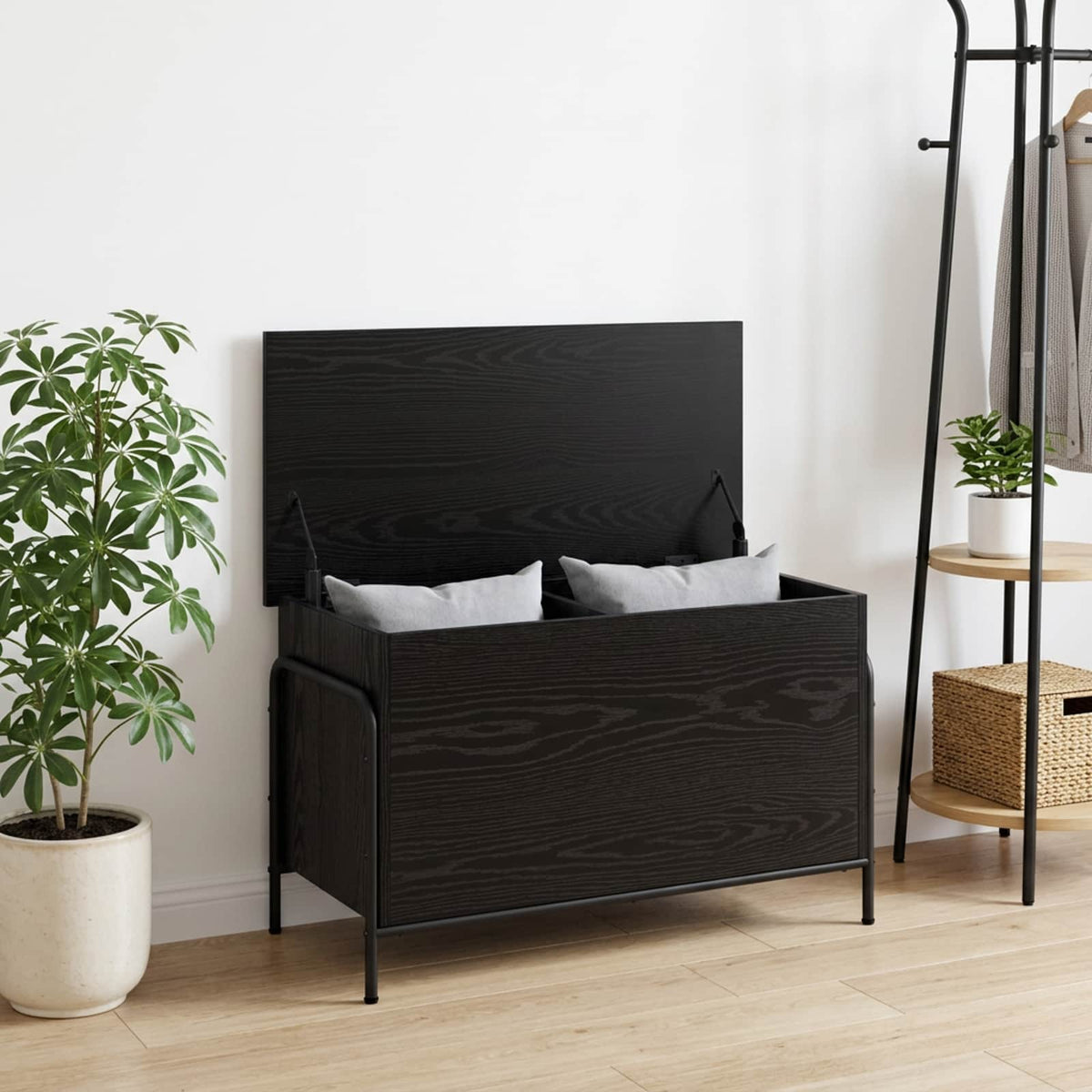 Storage Box Black Oak 80 x 40 x 49.5 cm Engineered Wood