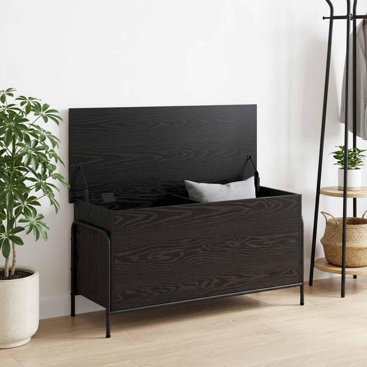 Storage Box Black Oak 80 x 40 x 49.5 cm Engineered Wood