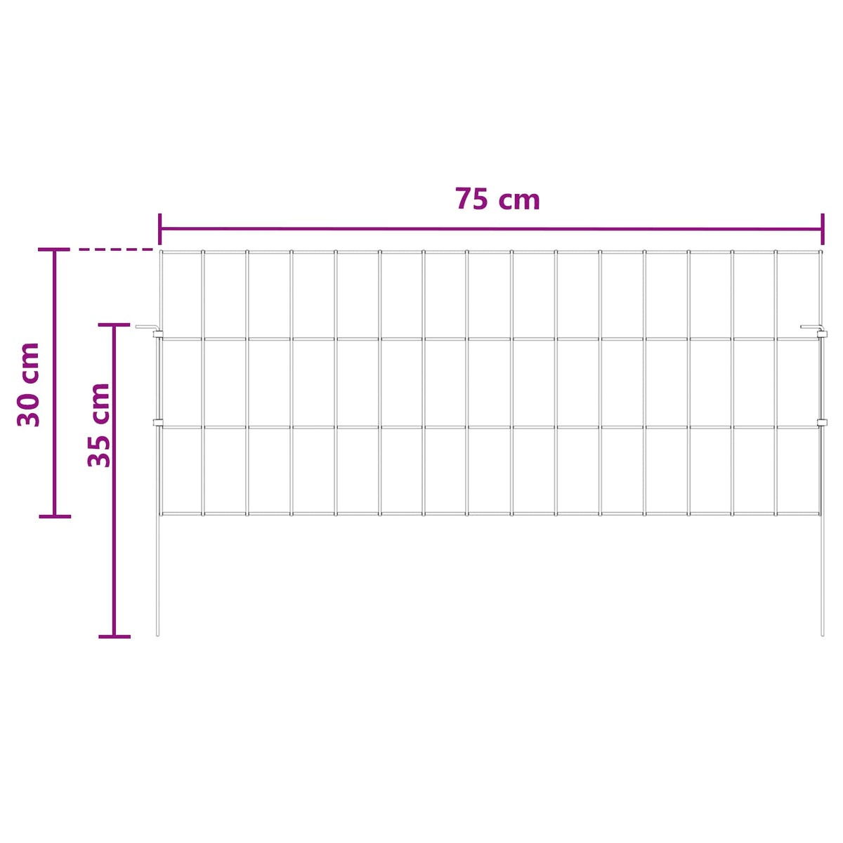 Garden Fence with Stakes 12 pcs 75 x 30 cm Mesh Silver