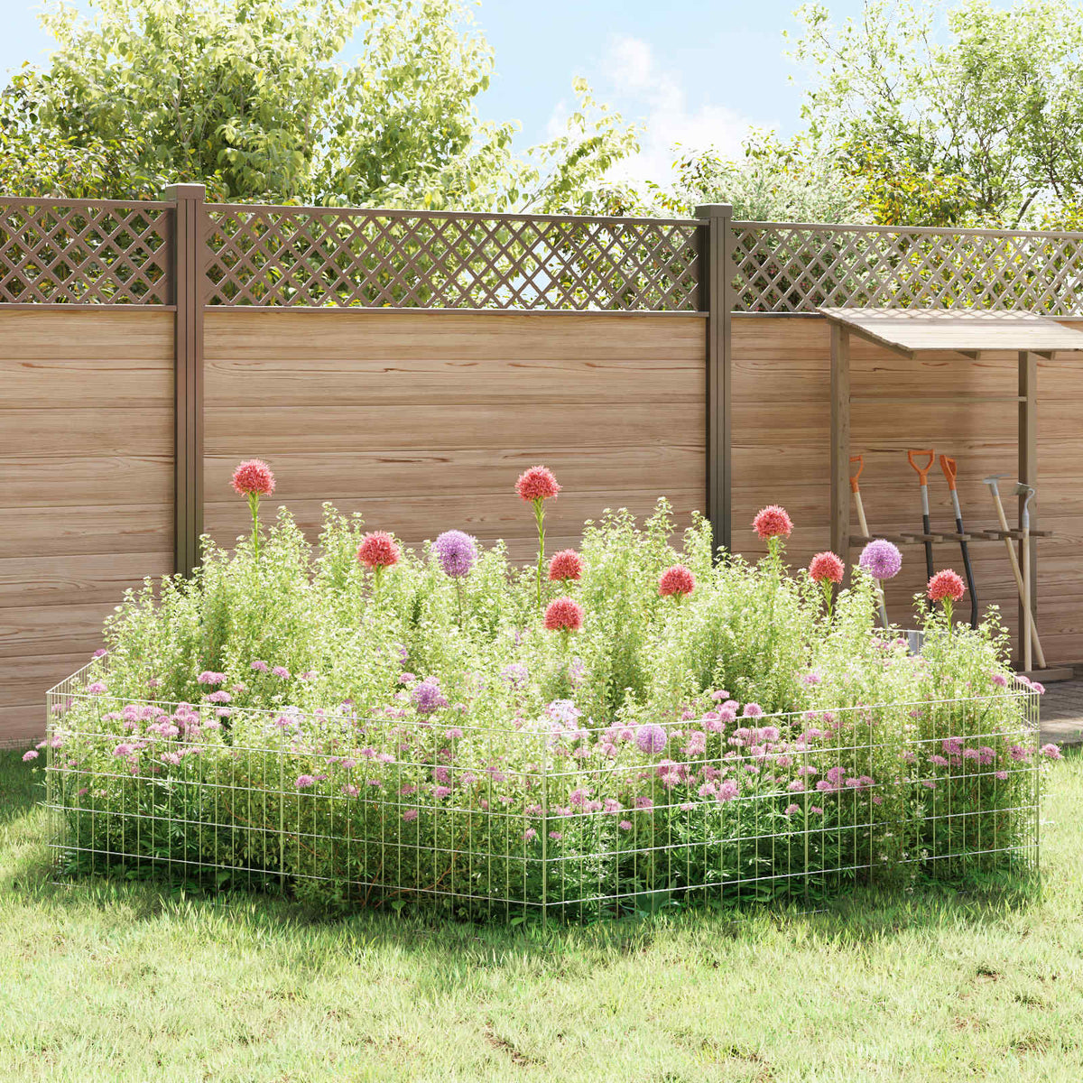Garden Fence with Stakes 12 pcs 75 x 50 cm Mesh Silver
