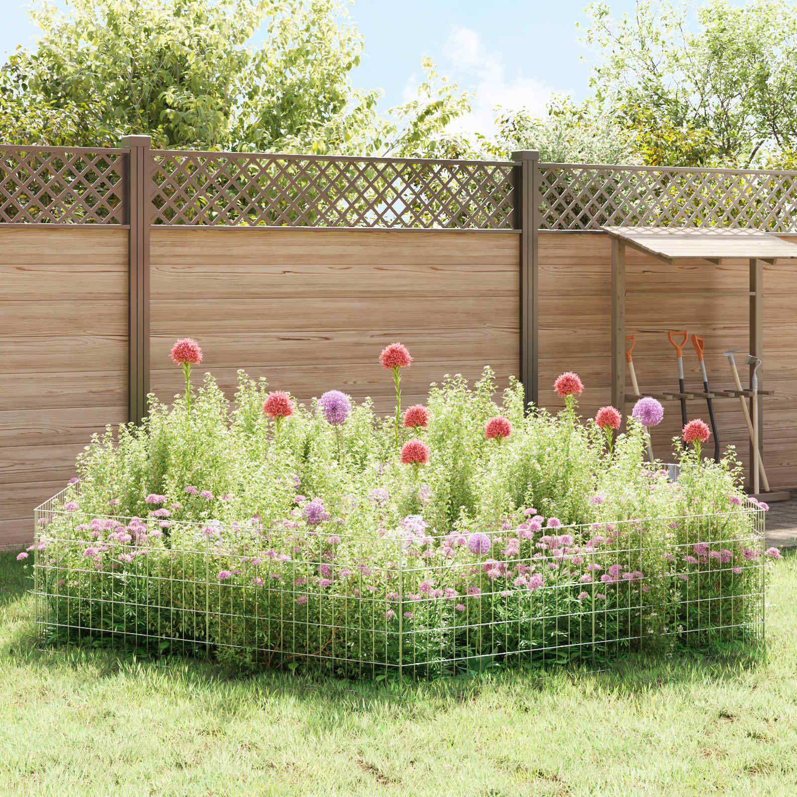 Garden Fence with Stakes 12 pcs 75 x 50 cm Mesh Silver