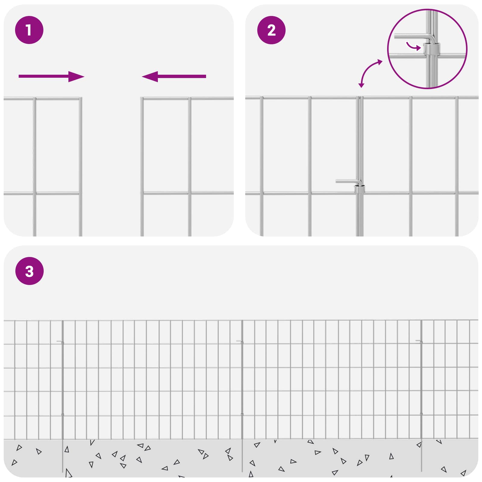 Garden Fence with Stakes 12 pcs 75 x 50 cm Mesh Silver