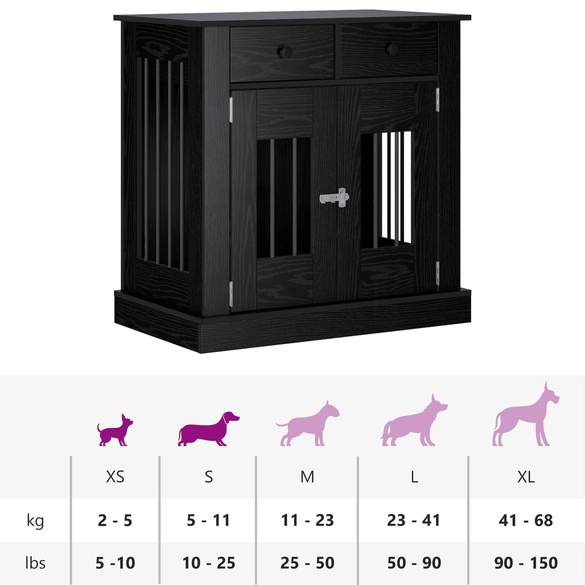 Dog crate furniture Black Oak 80 x 47.5 x 80 cm Engineered Wood