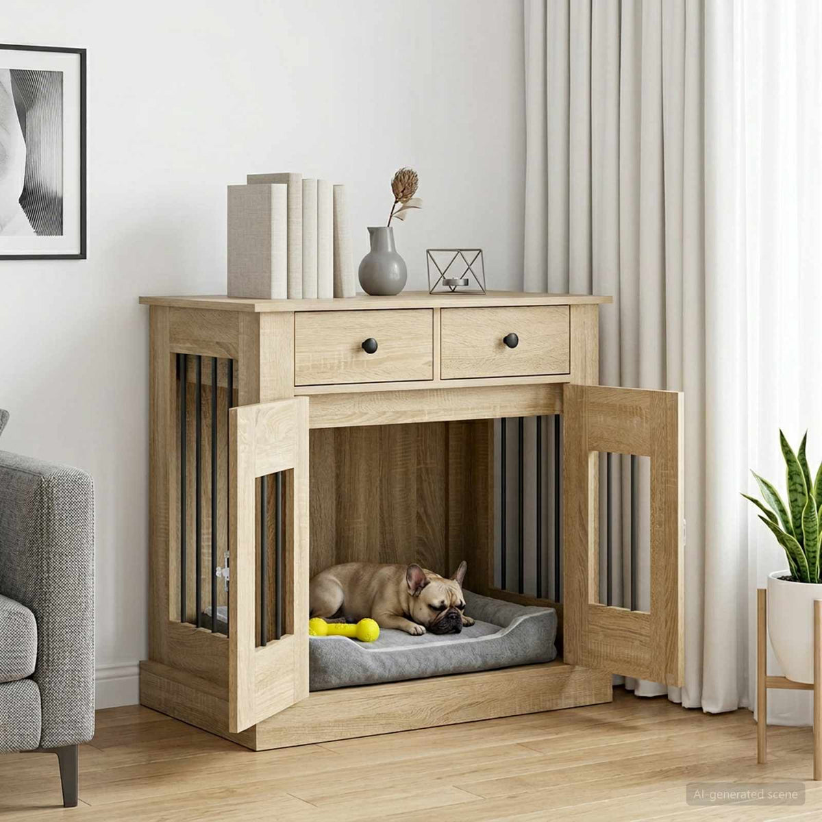 Dog crate furniture Sonoma Oak 80 x 47.5 x 80 cm