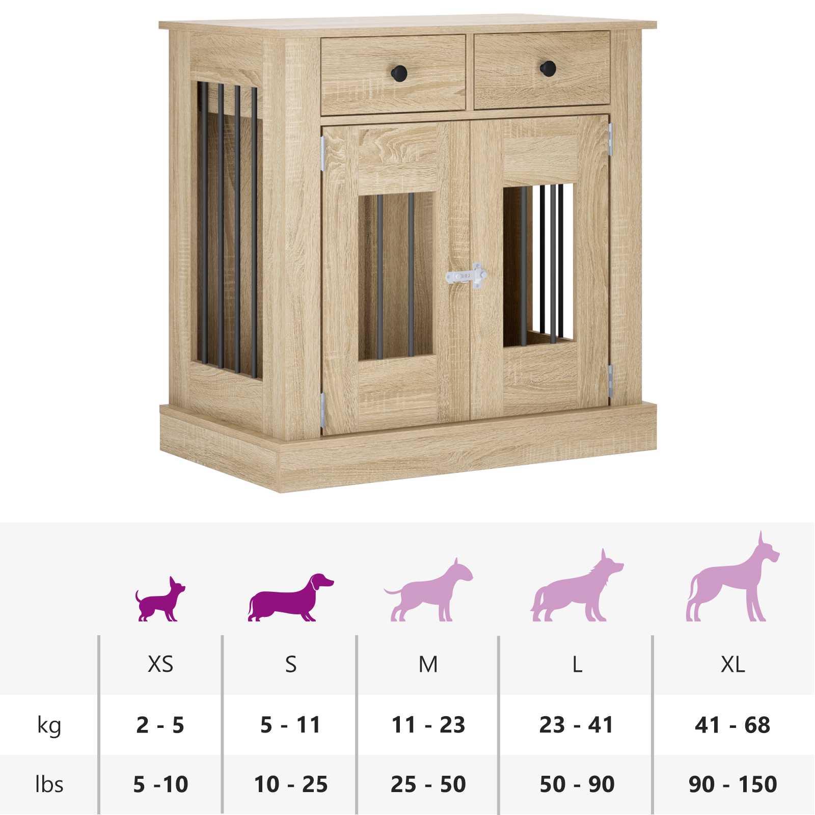 Dog crate furniture Sonoma Oak 80 x 47.5 x 80 cm