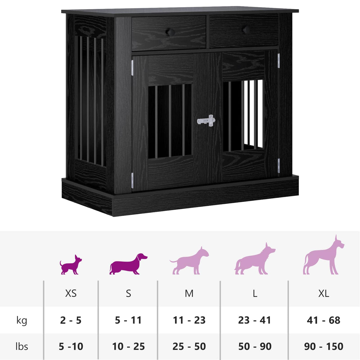 Dog crate furniture Black Oak 90 x 47.5 x 80 cm Engineered Wood