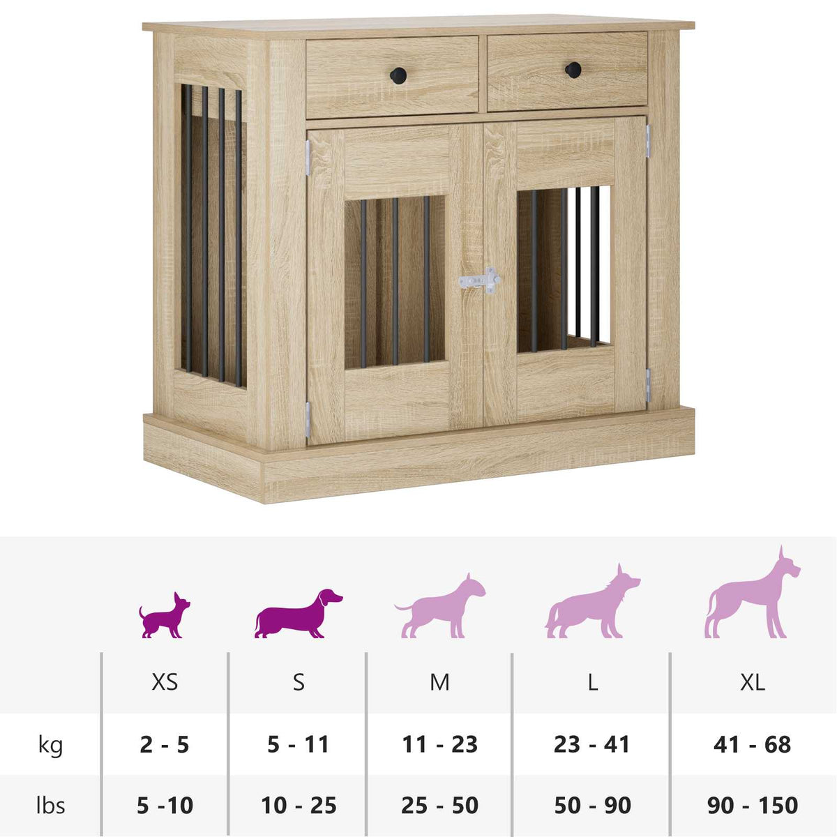 Dog crate furniture Sonoma Oak 90 x 47.5 x 80 cm
