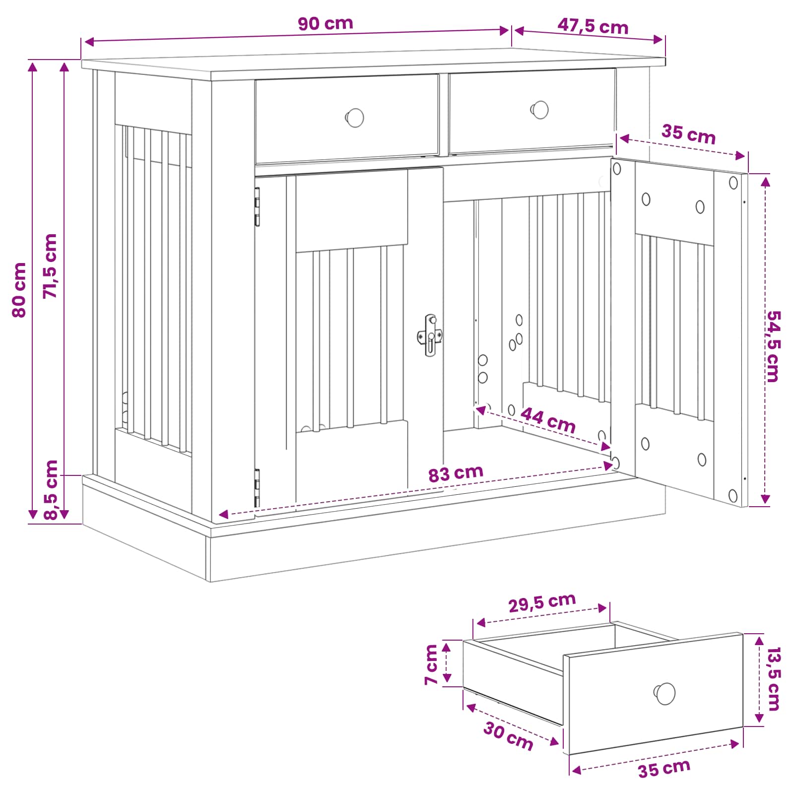 Dog crate furniture Sonoma Oak 90 x 47.5 x 80 cm