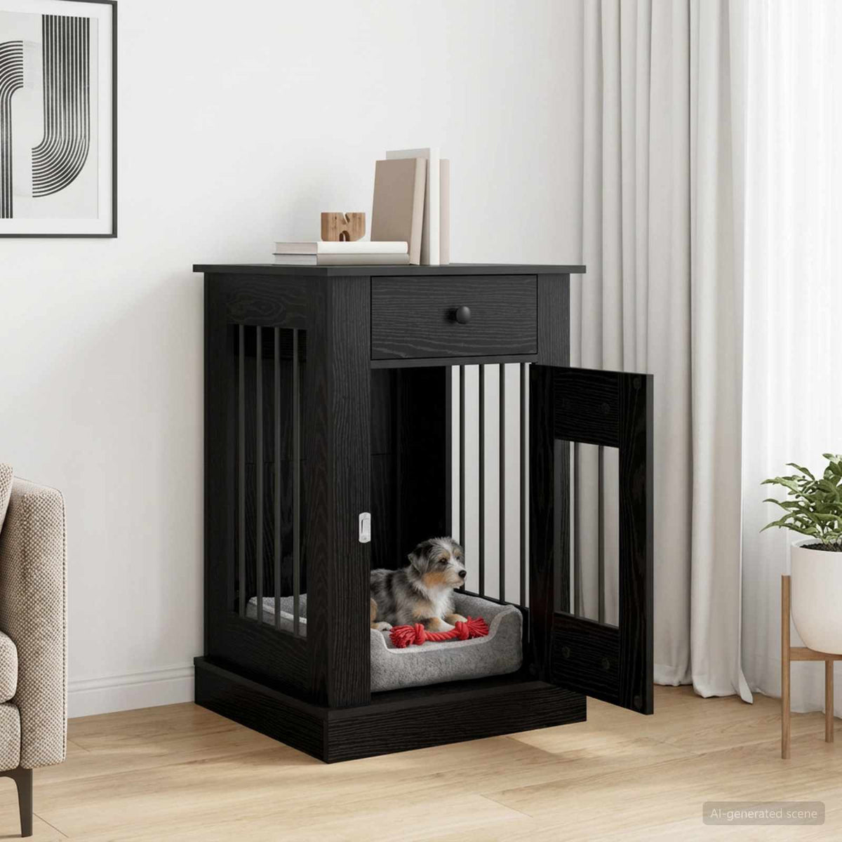 Dog crate furniture Black Oak 50 x 47.5 x 80 cm Engineered Wood