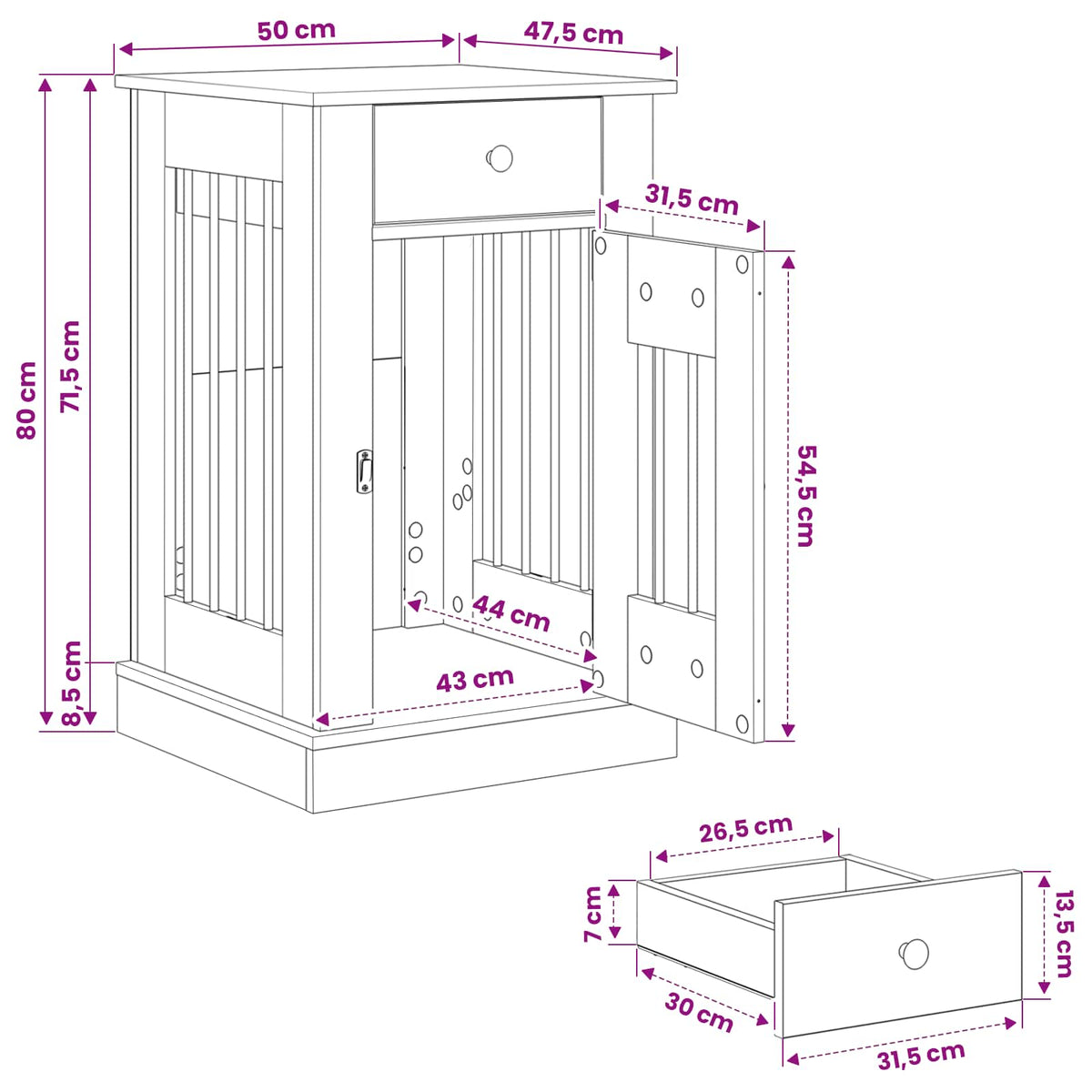 Dog crate furniture Sonoma Oak 50 x 47.5 x 80 cm