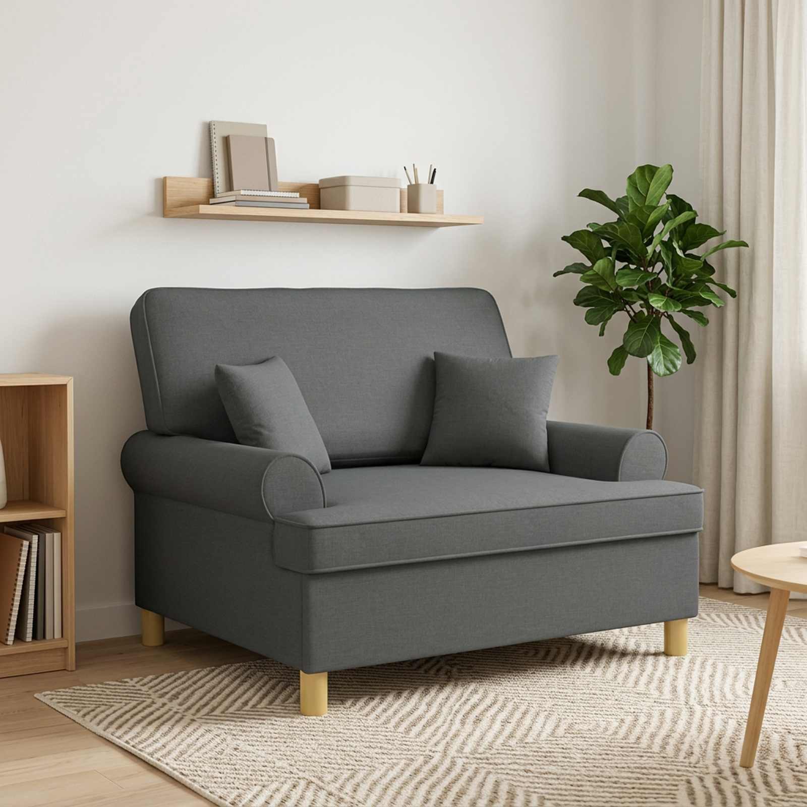 XXL Armchair with Cushions Dark Grey Fabric