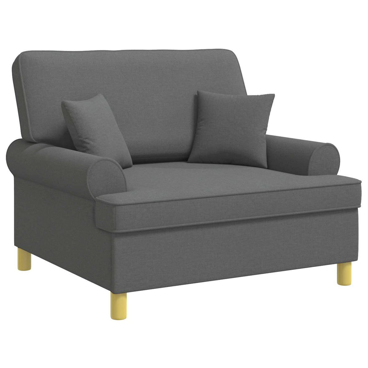 Armchair with Cushions Dark Grey Fabric