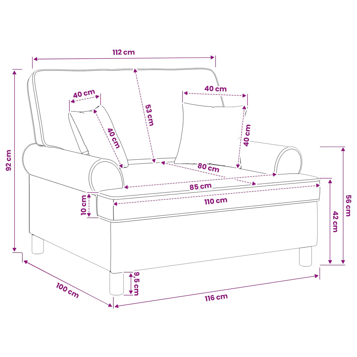 Armchair with Cushions Dark Grey Fabric