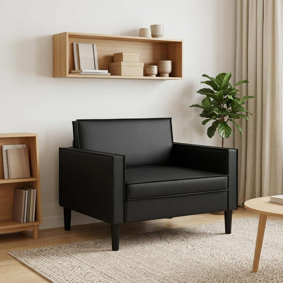 XL Armchair Black Faux Leather