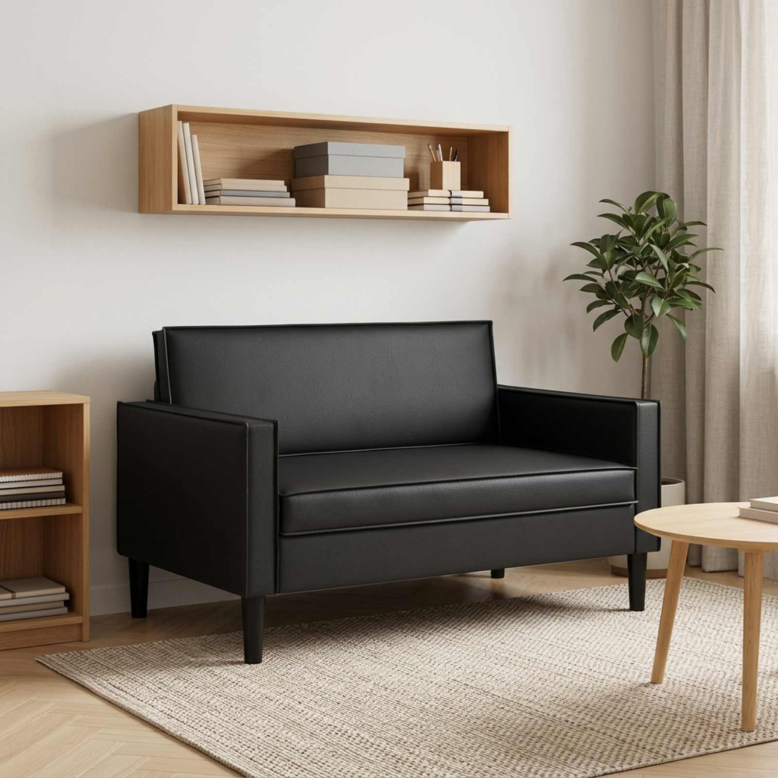 XXL Armchair Black Faux Leather