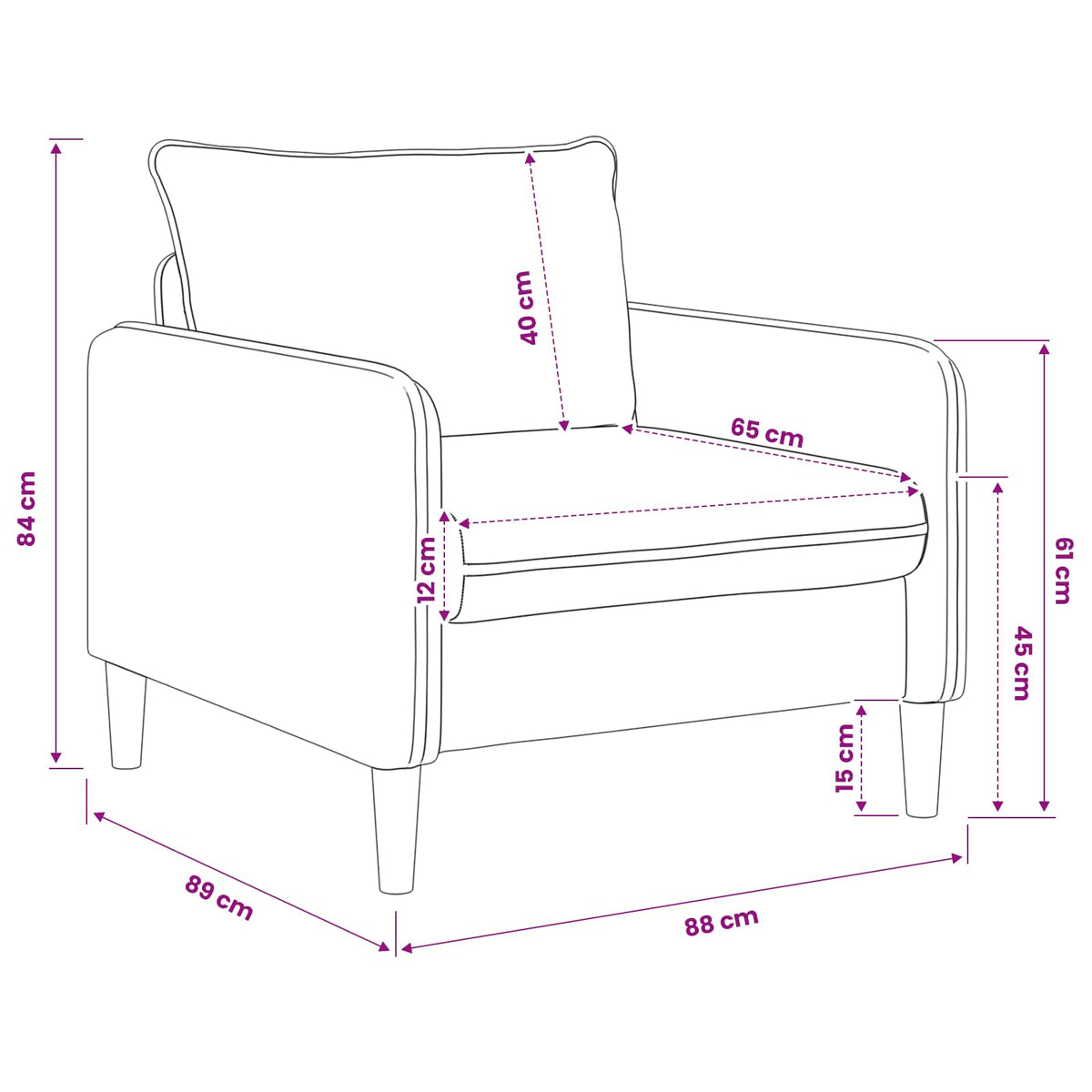 XL Armchair Black Velvet