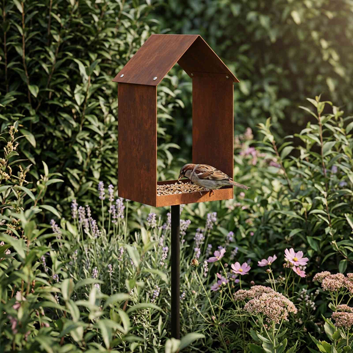 Bird Feeder Weathering Steel Rusty