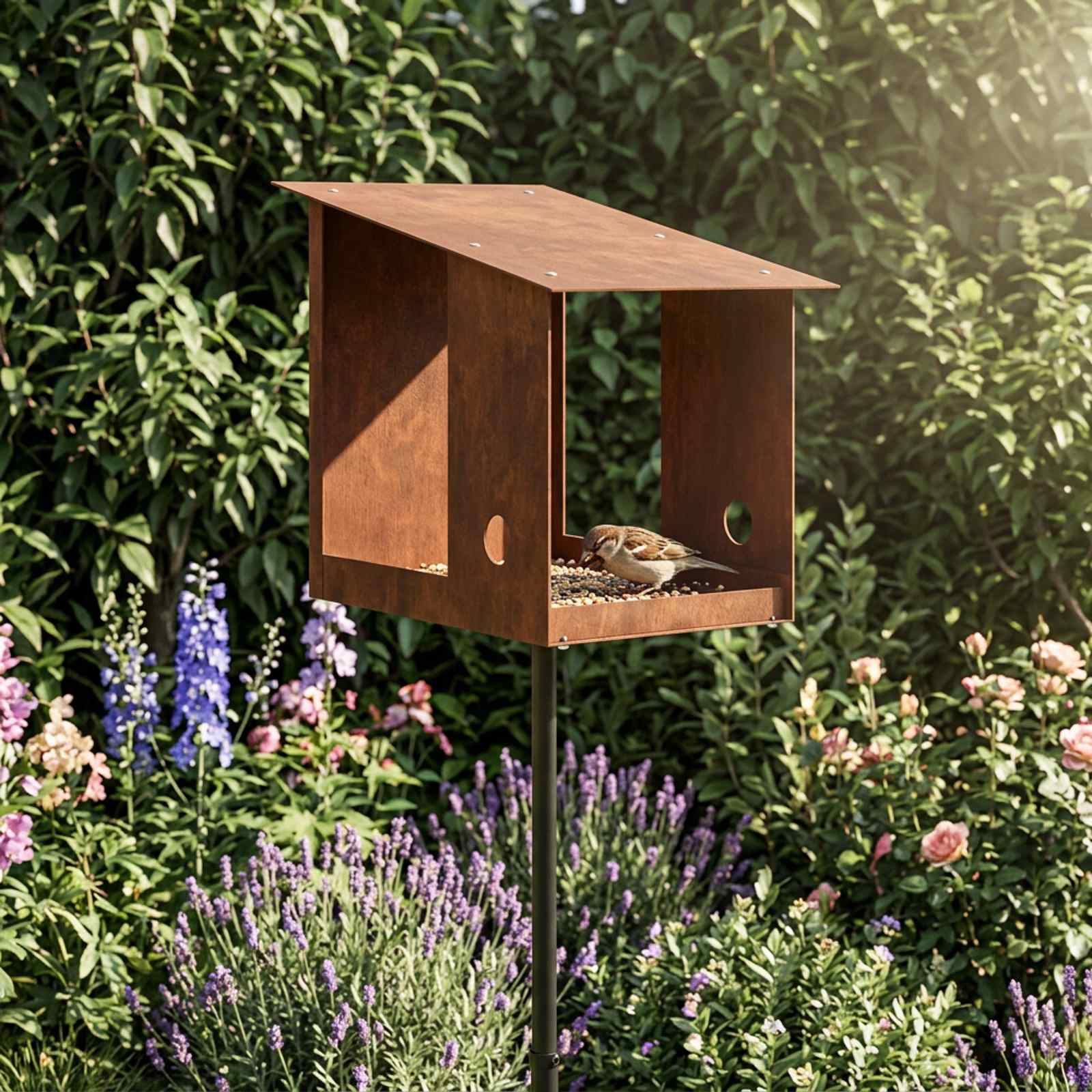 Bird Feeder Weathering Steel Rusty