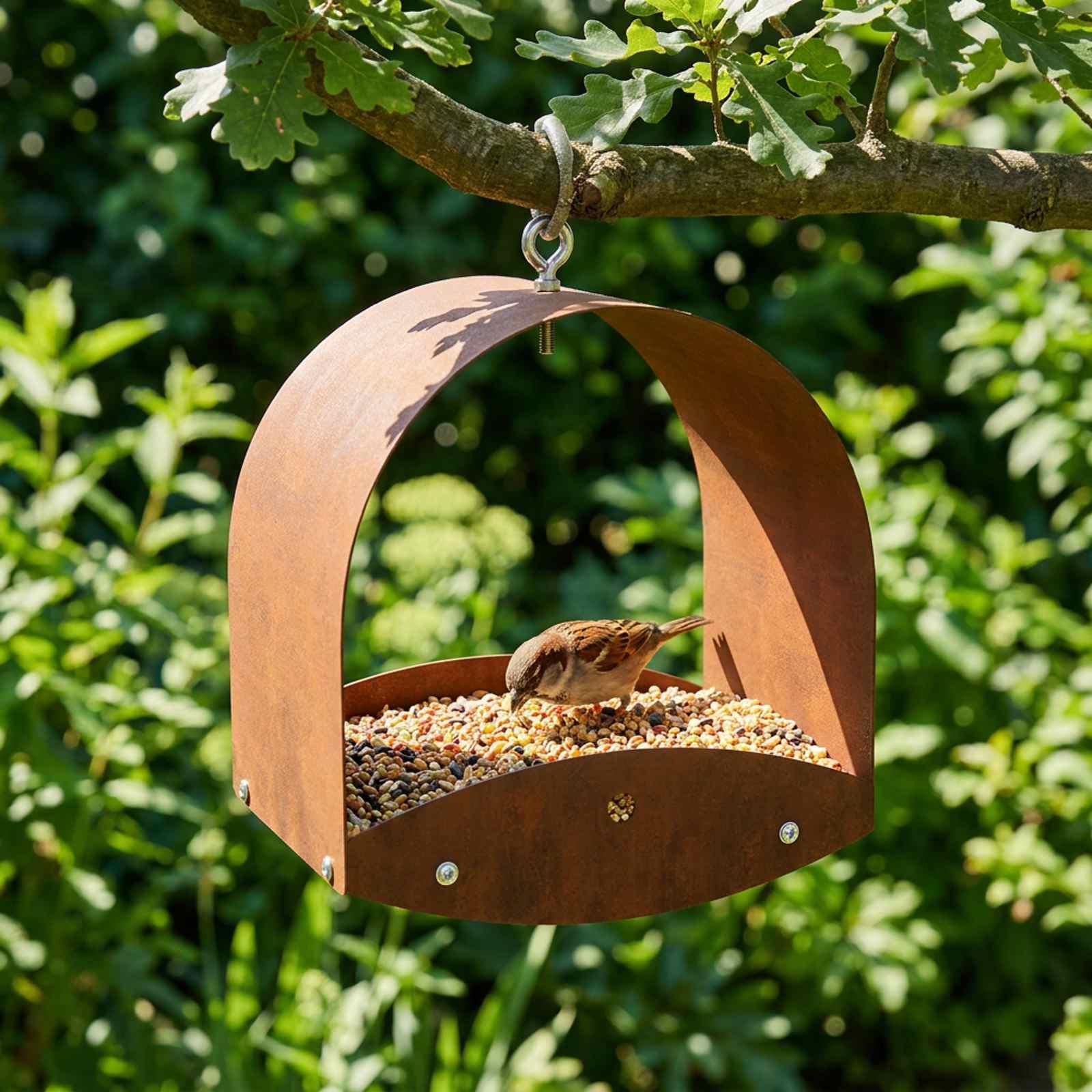 Hanging Bird Feeder Weathering Steel Rusty