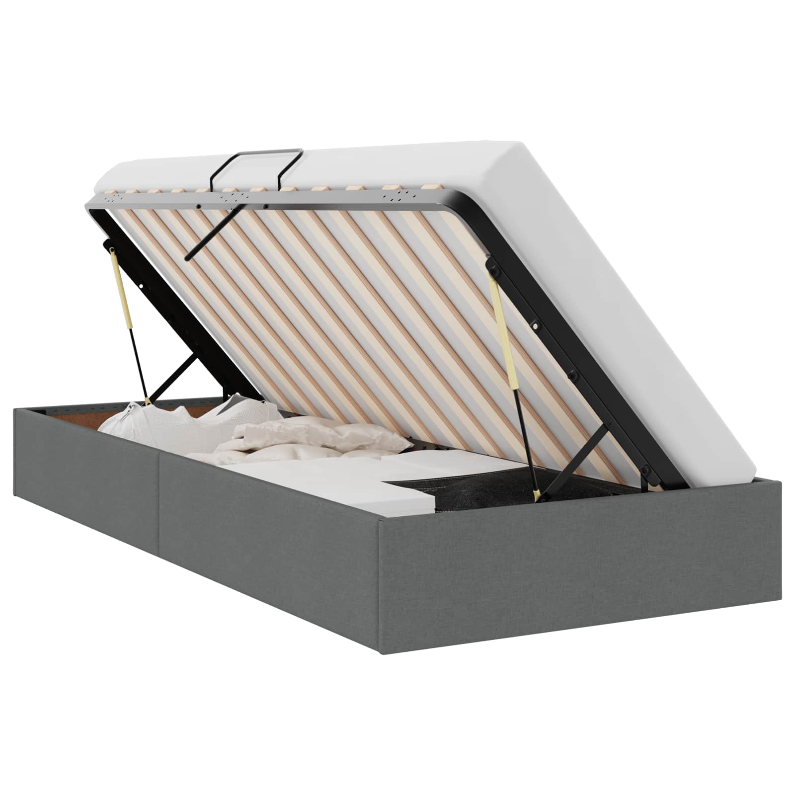 Ottoman Bed Frame with Storage Dark Grey 90 x 190 cm Fabric